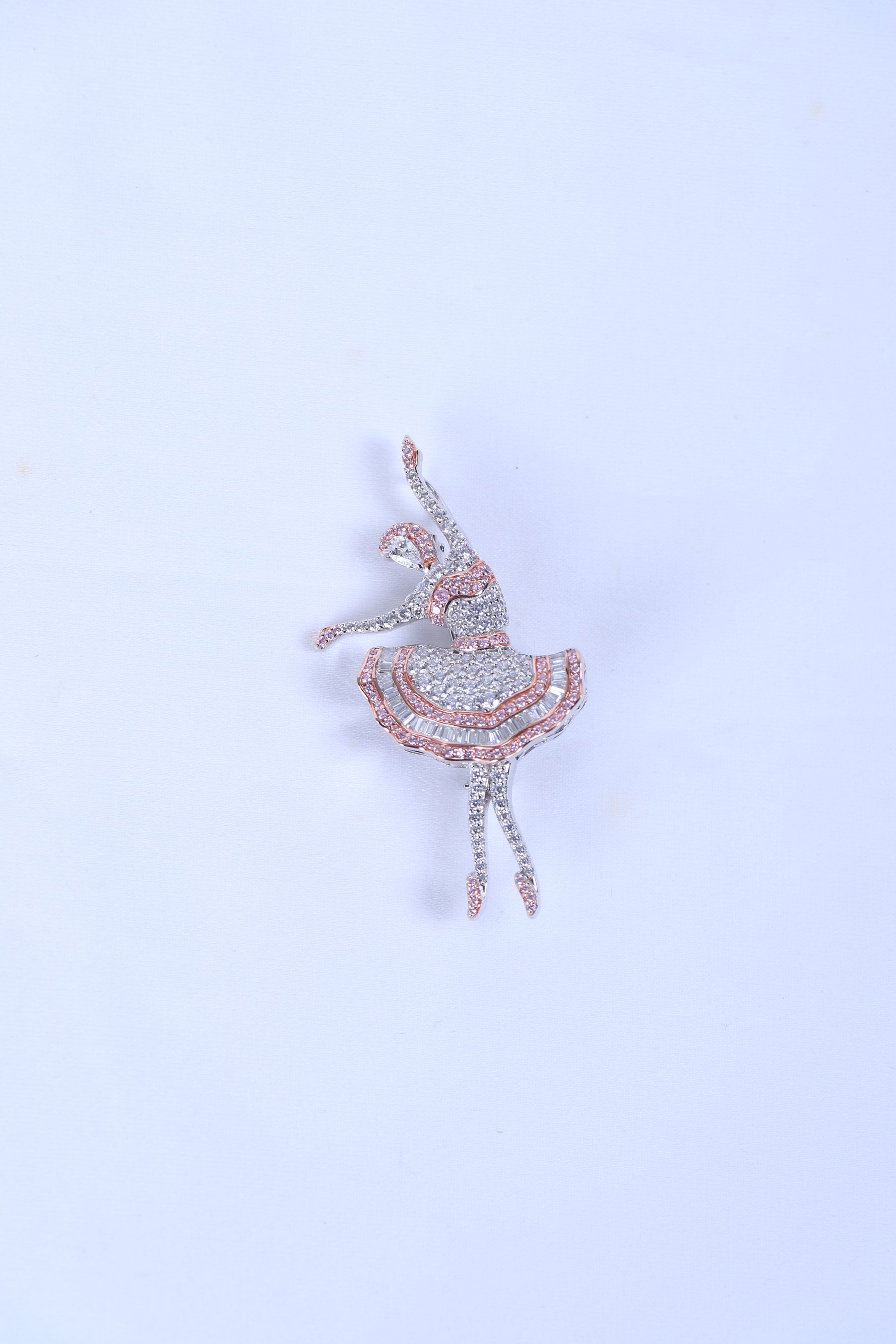 Shop silver brooch online featuring an elegant dancer design with clear crystal accents.