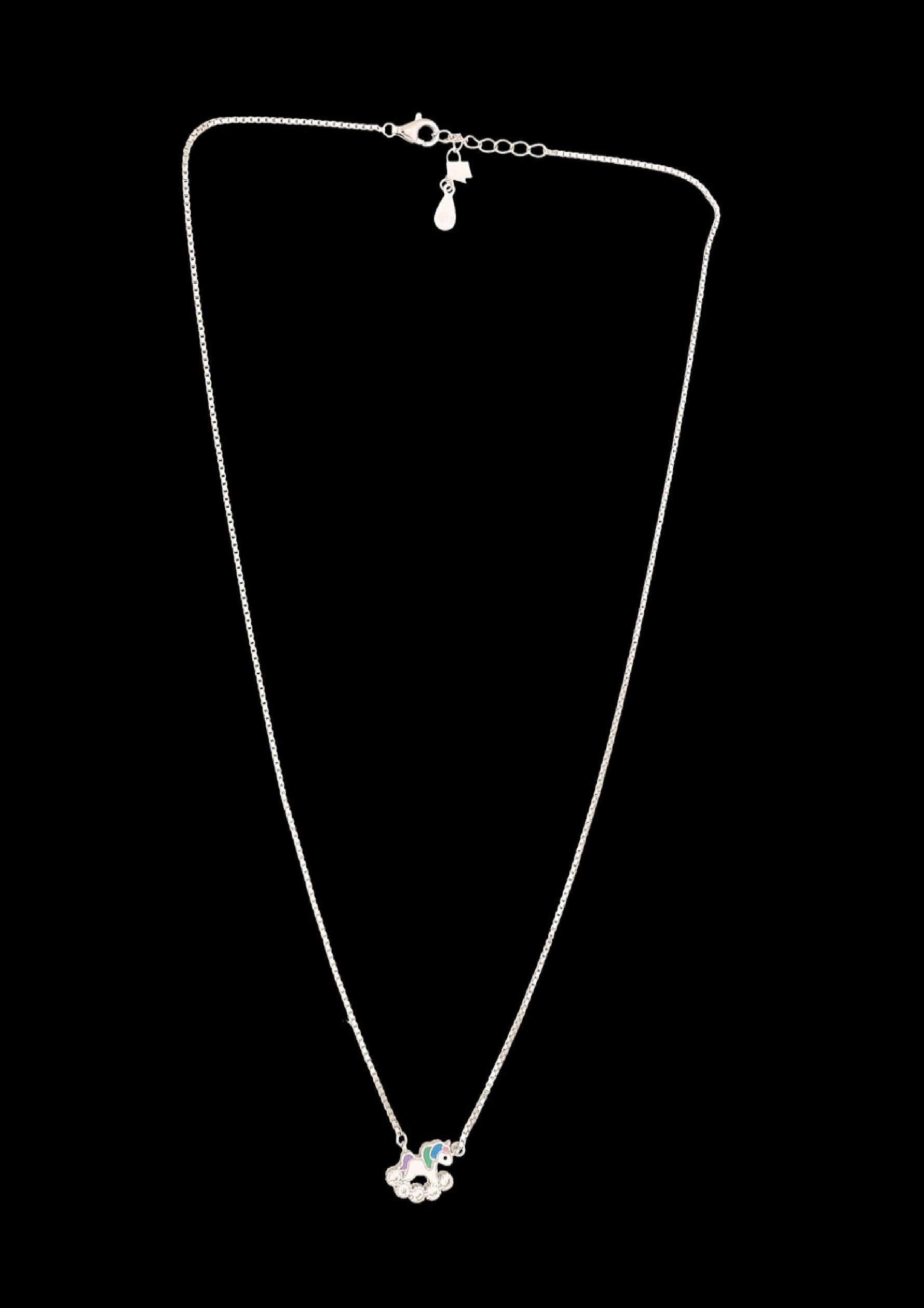 Silver kids chain necklace with cloud unicorn charm and adjustable clasp
