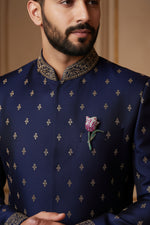 Silver lapel brooch for men with elegant rose design and crystal accents for ethnic wear.