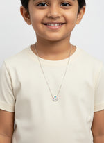 Kids silver link chain necklace with small cloud unicorn charm