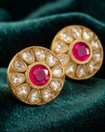 Silver stud earrings for women with pink stone centre and clear crystal petals online.