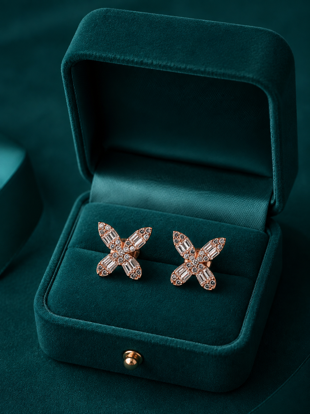 92.5 Silver Rose Gold Butterfly Stud Earrings for Women