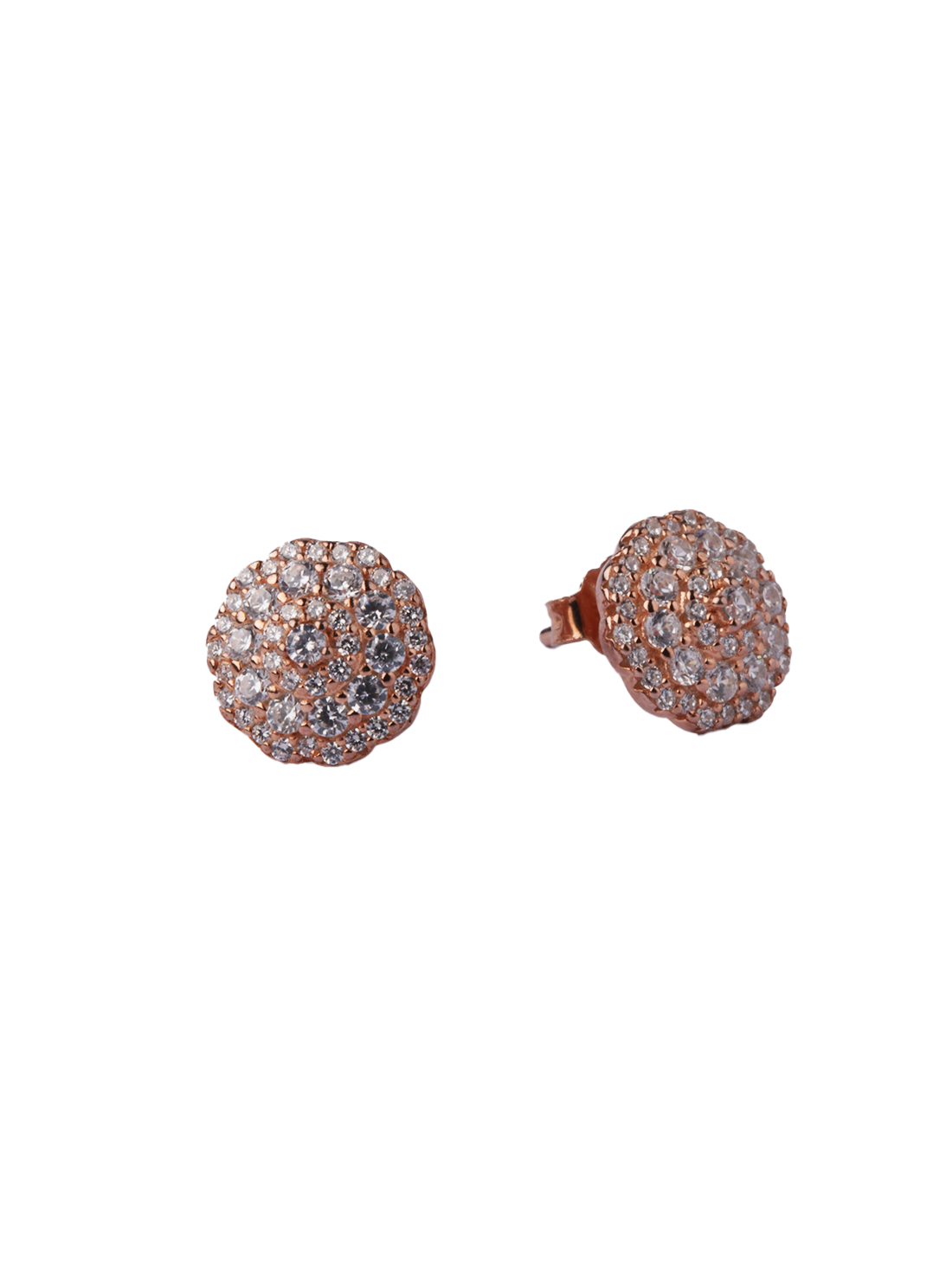 92.5 Silver Rose Gold Dome Cluster Stud Earrings for Women