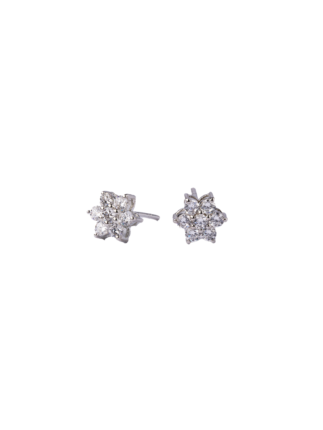 92.5 Silver Seven-Stone Floral Cluster Stud Earrings for Women