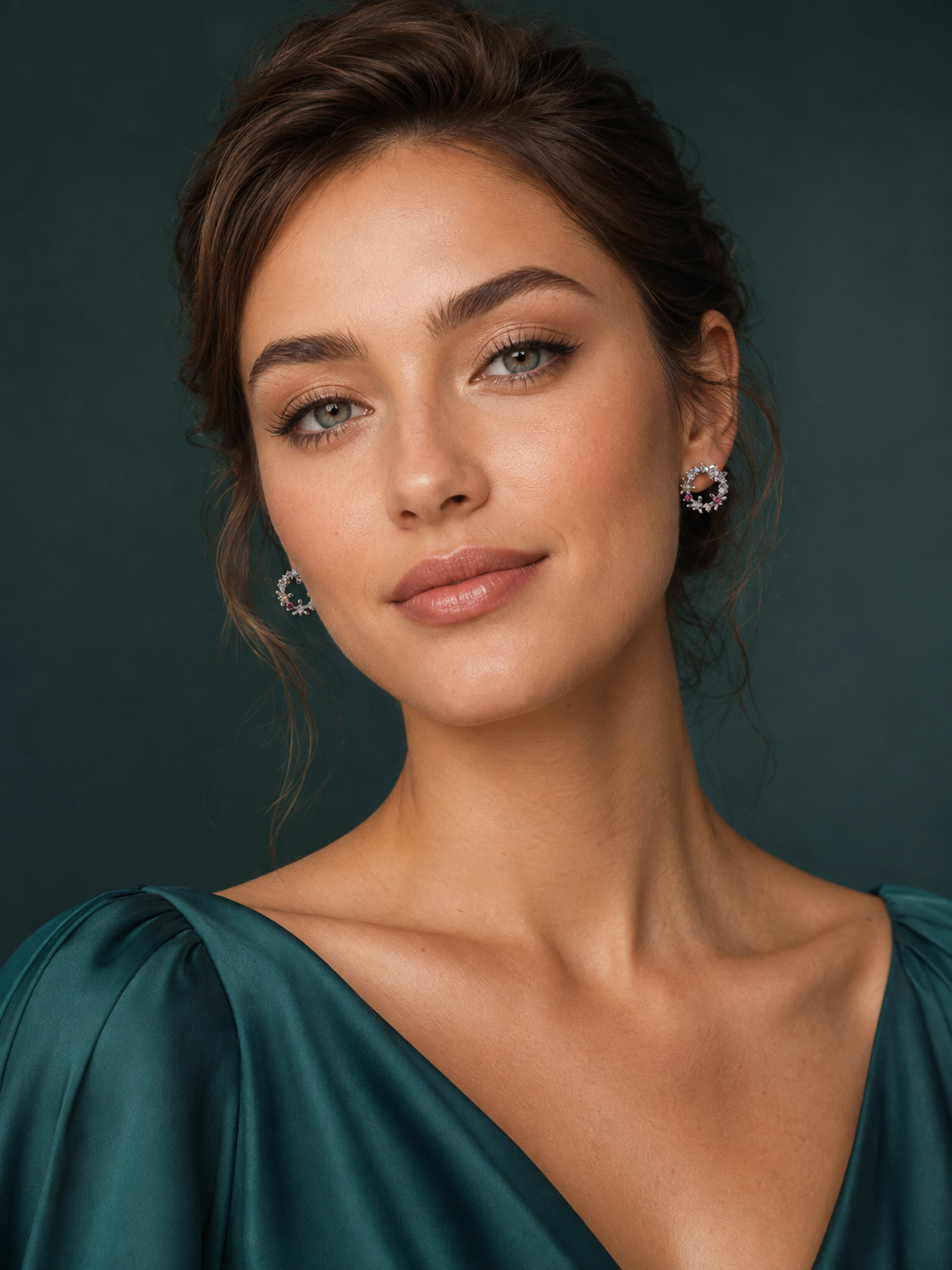 92.5 Silver Floral Hoop Stud Earrings with Multicolour Stones for Women