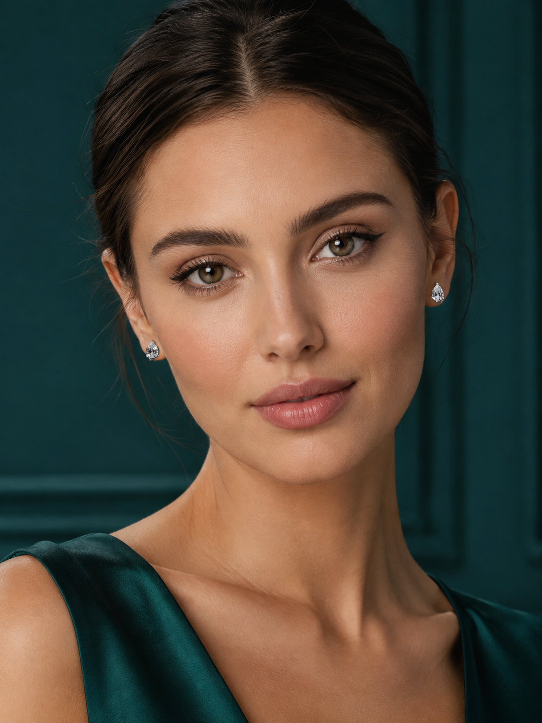 92.5 Silver Teardrop Solitaire Stud Earrings for Women